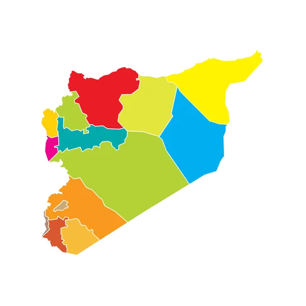 Vector Syrië staat grenzen kaart felle kleuren — Stockvector