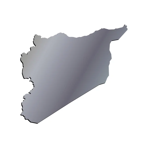 Mapa de Siria Vector 3D Esquema de frontera de aluminio — Vector de stock