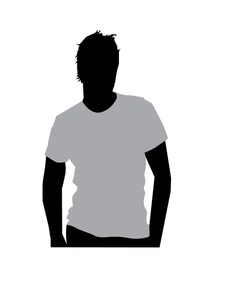Masculino modelo vestindo um cinza t-shirt Vetores De Bancos De Imagens