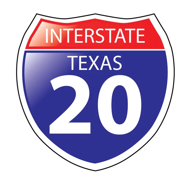 Texas interstate i-20 autobahnschild — Stockvektor