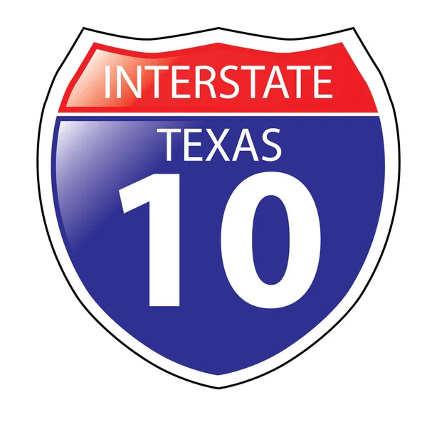 Interstate I-10 Texas Highway Sign — Stock Vector