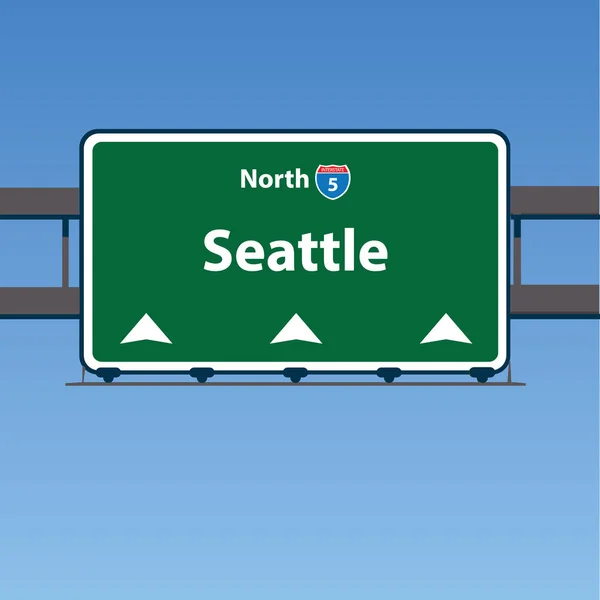 시애틀 고속도로 I-5 북쪽 오버 헤드 벡터도로 표지판 — 스톡 벡터