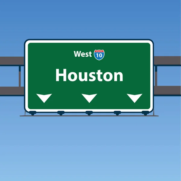 Houston interstate i-10 west overhead vektor strassenschild — Stockvektor