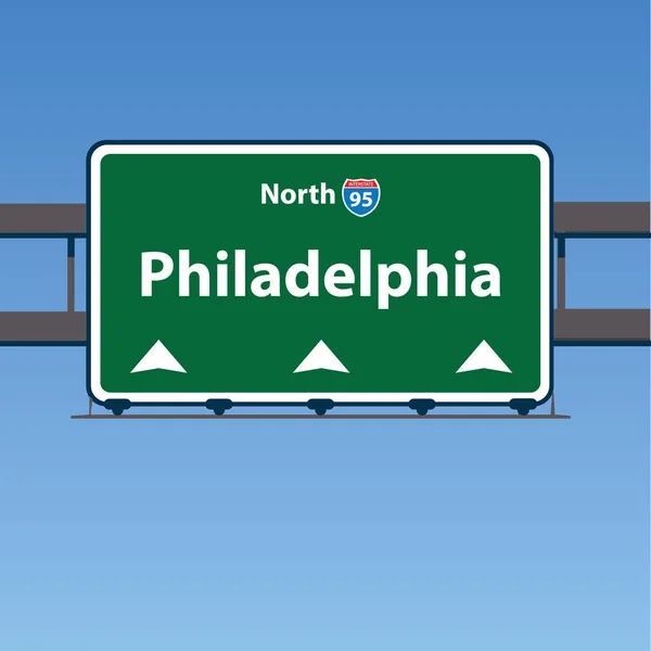 Philadelphia Interstate I-95 Noord Overhead Vector verkeersbord — Stockvector