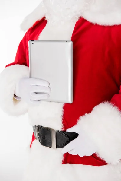 Babbo Natale in posa con tablet digitale — Foto stock