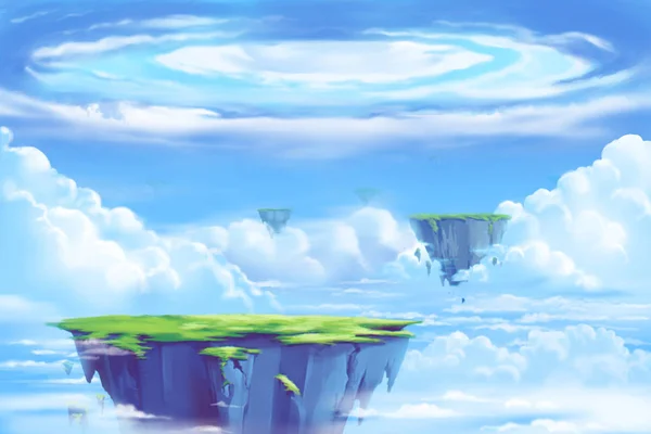 幻想的でエキゾチックなアレン地球環境: 雲の海に浮かぶ島 — ストック写真