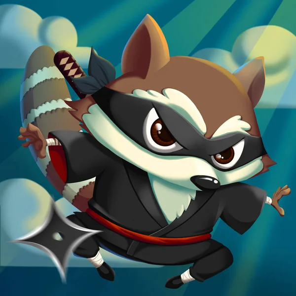 Ninja-Kungfu-Waschbär — Stockfoto