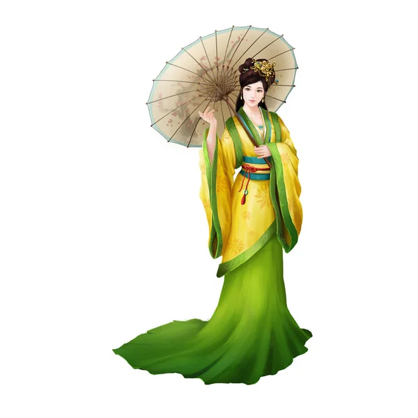 Ancient Chinese People Artwork: Beautiful Lady — Stock Photo, Image