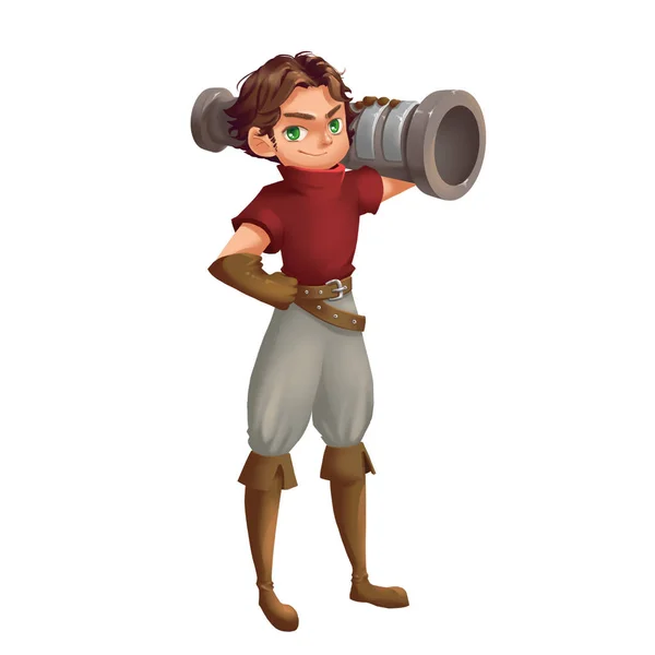 Cool Characters Series: Cannon Boy isolated on White Background — Stock Photo, Image