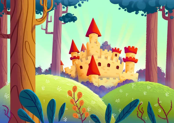 Mooi kasteel in het bos — Stockfoto
