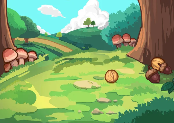 Heuvel in het bos. Video Game van digitale Cg kunst — Stockfoto