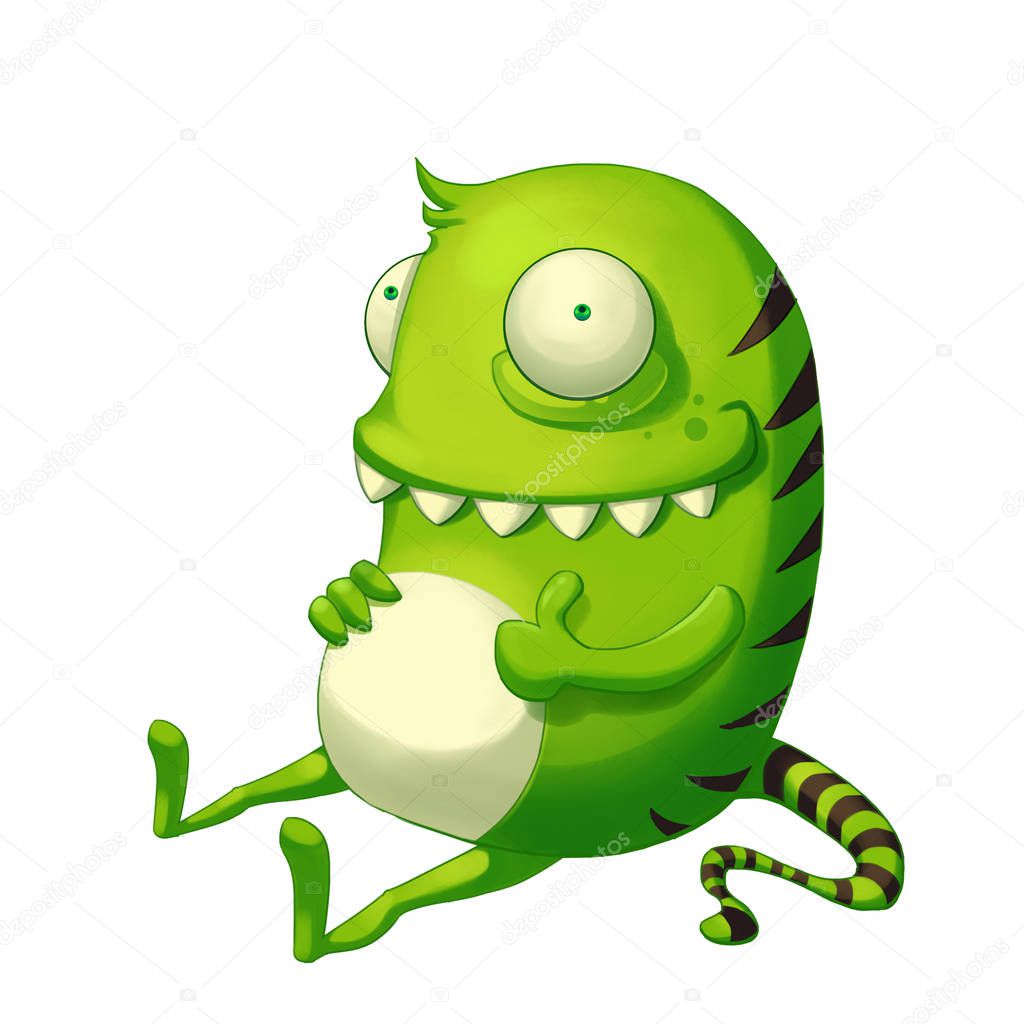 Green Beauty isolated on White Background. Video Game's Digital CG Artwork, Concept Illustration, Realistic Cartoon Style Background and Character Design