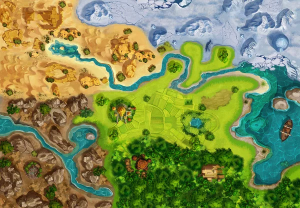 Game Map, Game Board, Top View. Medieval Style