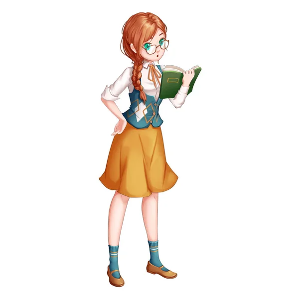 Μαγικό Κορίτσι Anime Και Καρτούν Στυλ Του Βίντεο Παιχνιδιού Ψηφιακά — Φωτογραφία Αρχείου