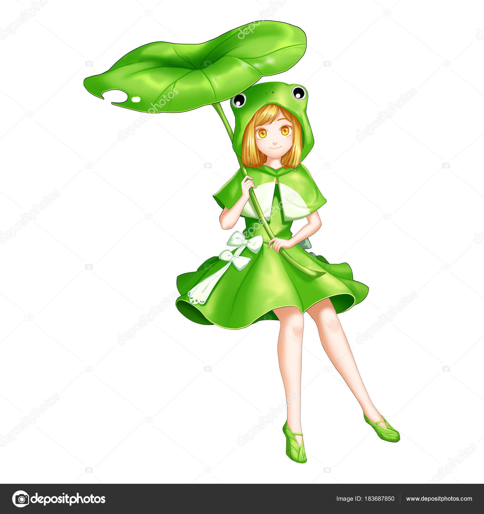 Anime Girl Digital Art Stock Illustration