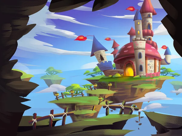 Mystery Castle Met Fantastische Realistische Futuristische Stijl Video Game Van — Stockfoto