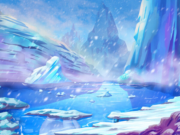 North Polar Snow Land Fantastic Realistic Futuristic Style Video Game — Stock Photo, Image