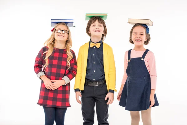 Schoolchildren standing with books — Stock Photo, Image