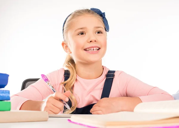 Schoolchild doing homework — Stock Photo, Image