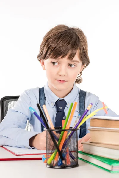 Schoolboy doing homework — Stock Photo, Image