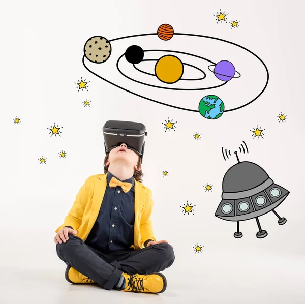 Boy dreaming about space traveling — Stock Photo, Image