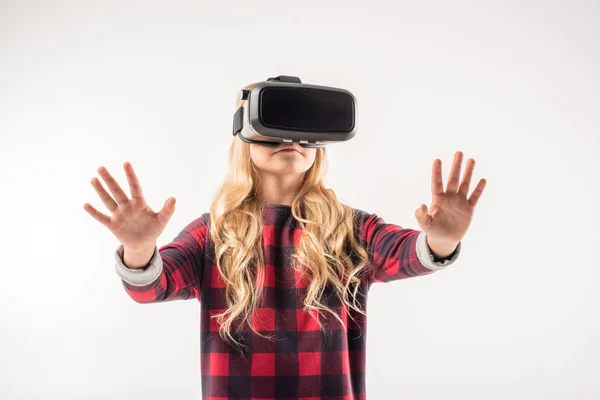 Kid in virtual reality headset — Stock Photo