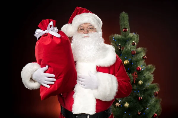 Babbo Natale con sacco rosso — Foto Stock