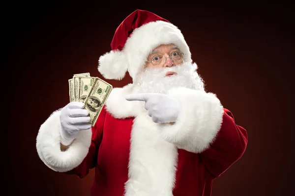Santa Claus with dollars — Stock Photo, Image