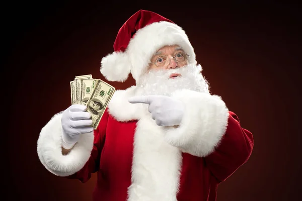 Babbo Natale con dollari — Foto Stock