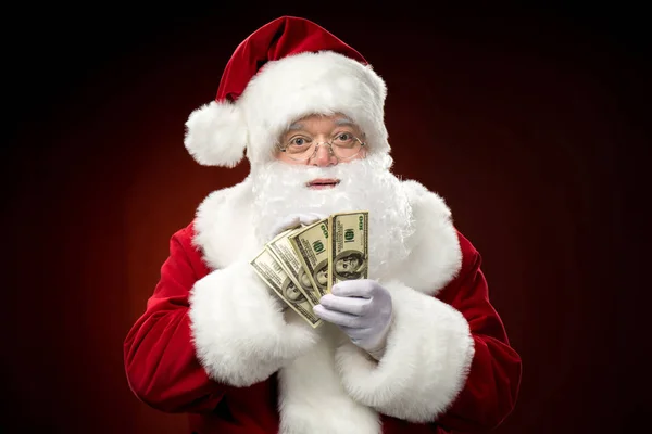 Santa Claus with dollars — Stock Photo, Image