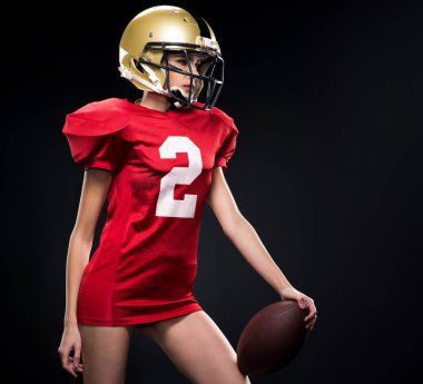 Female american football player in sportswear clipart