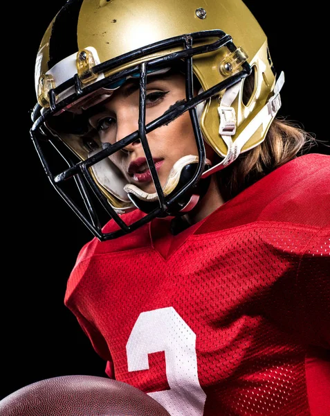 Female football player in sportswear — Stock Photo, Image