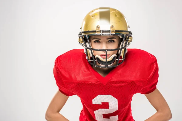 Vrouwelijke american football speler — Stockfoto