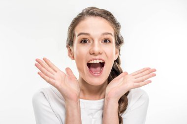 Exited young woman clipart