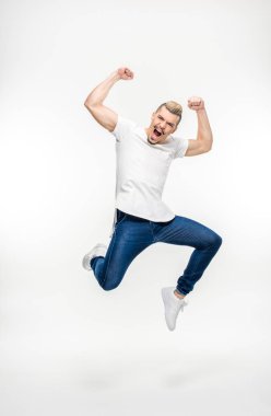 Exited man jumping   clipart