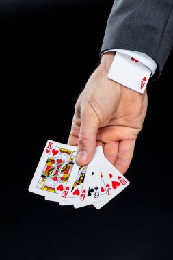 Man holding playing cards  clipart