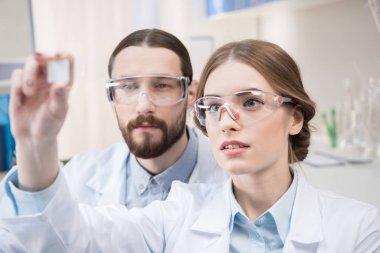 Two scientists at work  clipart