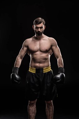Sportsman in boxing gloves clipart