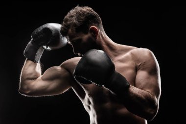 Sportsman in boxing gloves  clipart