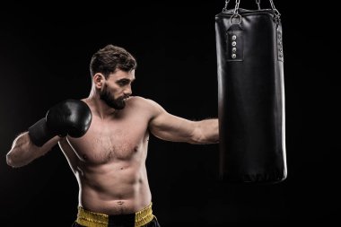 Boxer with punching bag  clipart