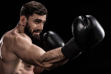 Sportsman in boxing gloves  clipart