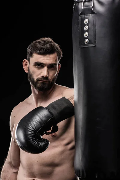 Boxer com saco de perfuração — Fotografia de Stock