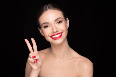 woman with red lips clipart
