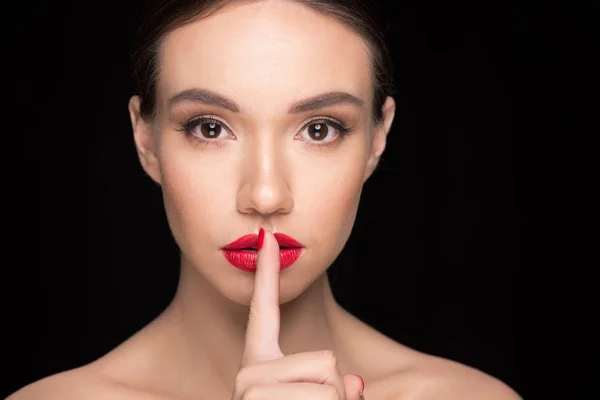 Donna con le labbra rosse — Foto Stock