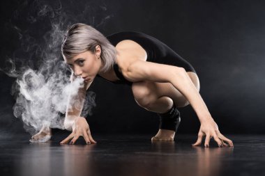 woman in bodysuit with smoke clipart