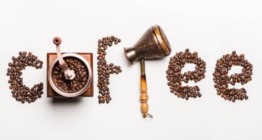 Word coffee from coffee beans  clipart
