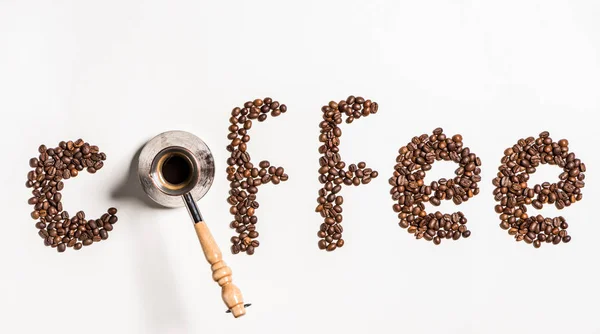 Word koffie van koffie bonen — Stockfoto