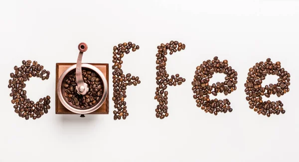 Wyraz kawa z ziaren kawy — Zdjęcie stockowe
