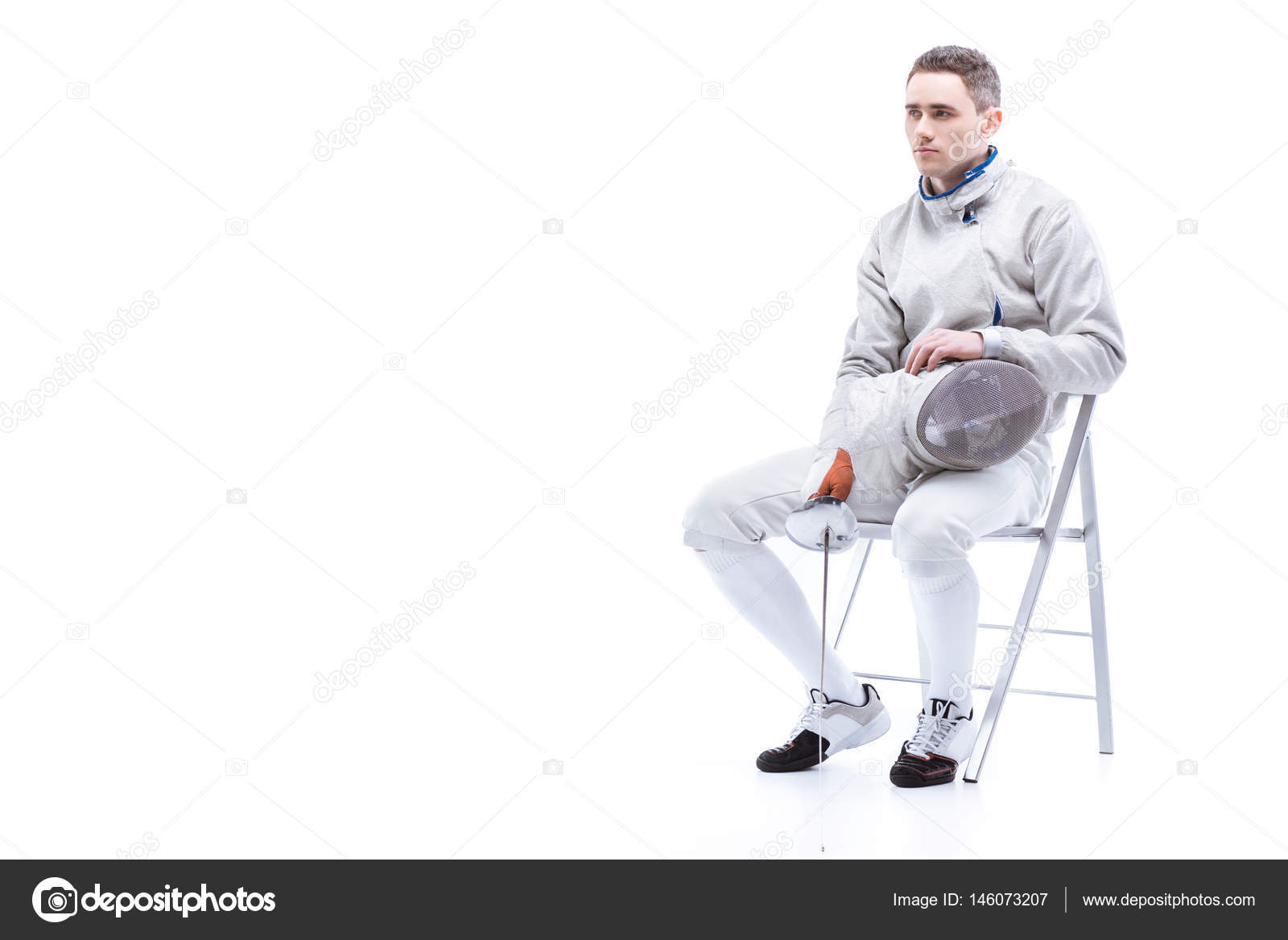 Young man professional fencer — Stock Photo © DmitryPoch 146073207