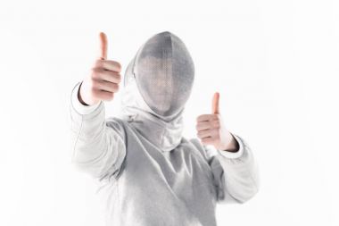 Professional fencer with thumbs up clipart